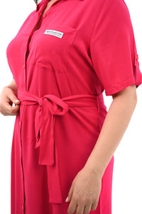 Női plus size ruha gombokkal és foltzsebekkel 5246