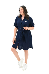 Női plus size ruha gombokkal és foltzsebekkel 5246