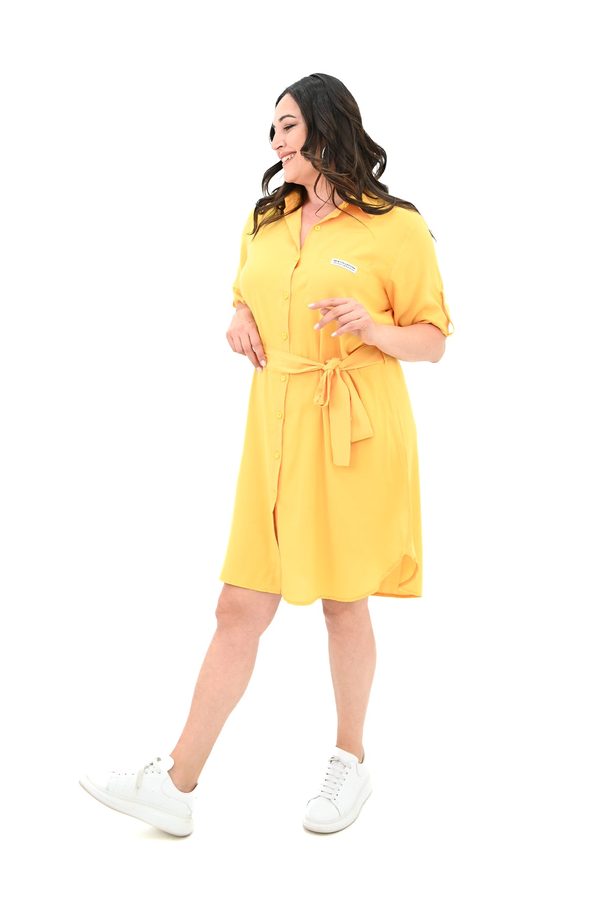 Női plus size ruha gombokkal és foltzsebekkel 5246