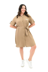 Női plus size ruha gombokkal és foltzsebekkel 5246