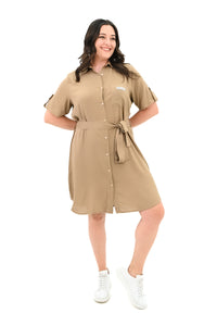 Női plus size ruha gombokkal és foltzsebekkel 5246