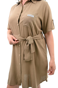 Női plus size ruha gombokkal és foltzsebekkel 5246