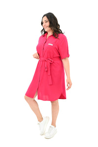 Női plus size ruha gombokkal és foltzsebekkel 5246