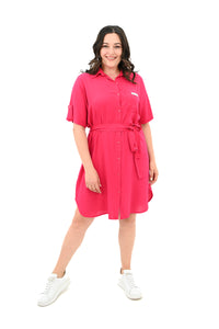 Női plus size ruha gombokkal és foltzsebekkel 5246