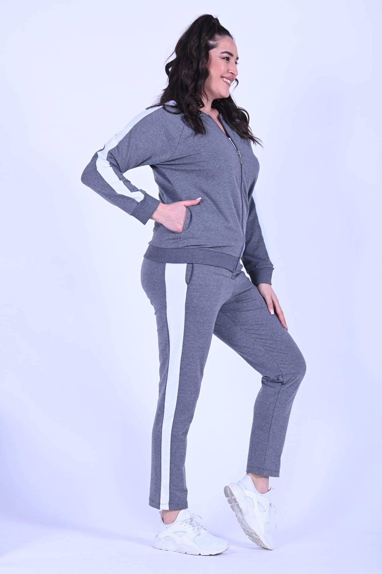Női plus size csíkos melegítő 6220-3