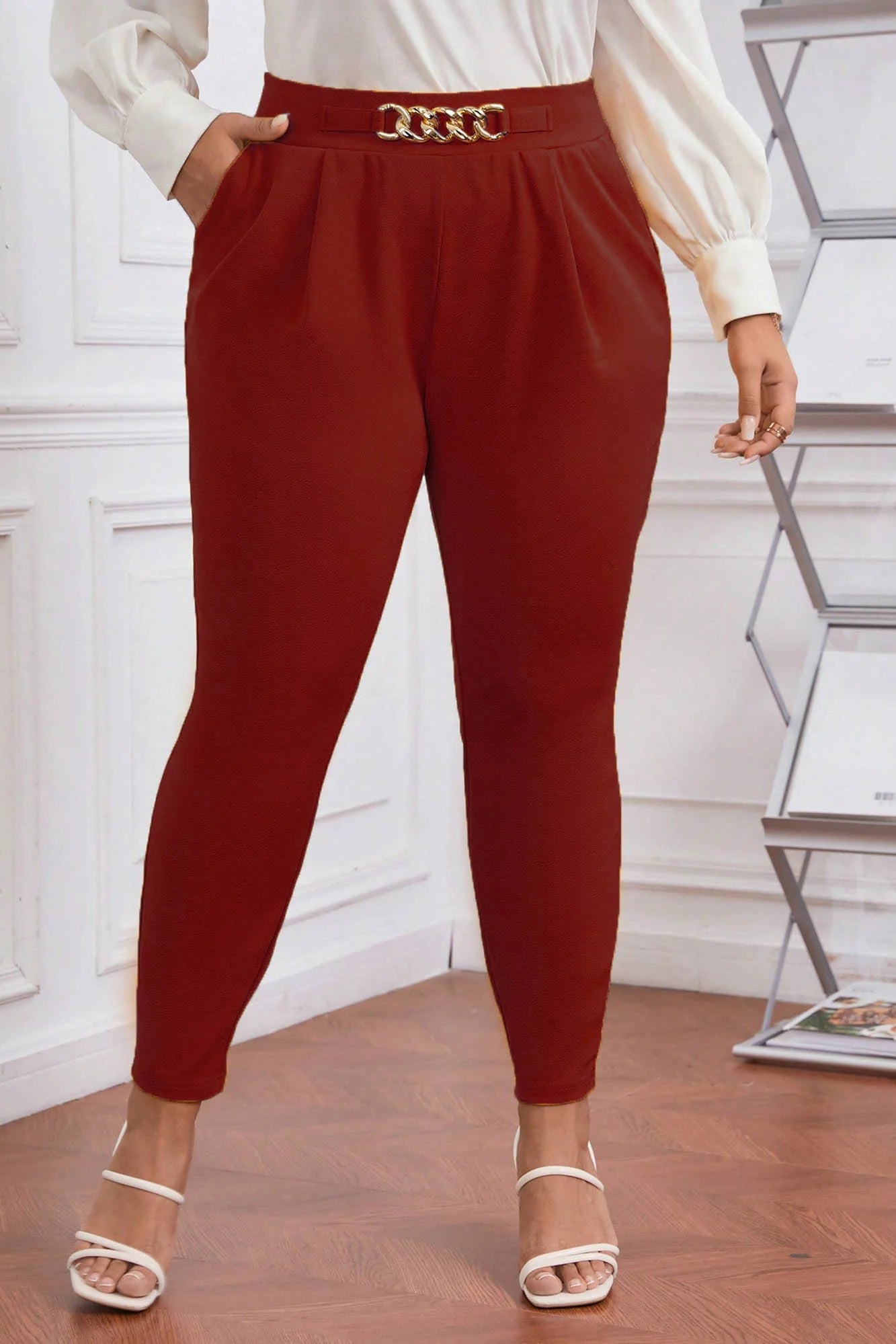 Női plus size nadrág csattal PTS003