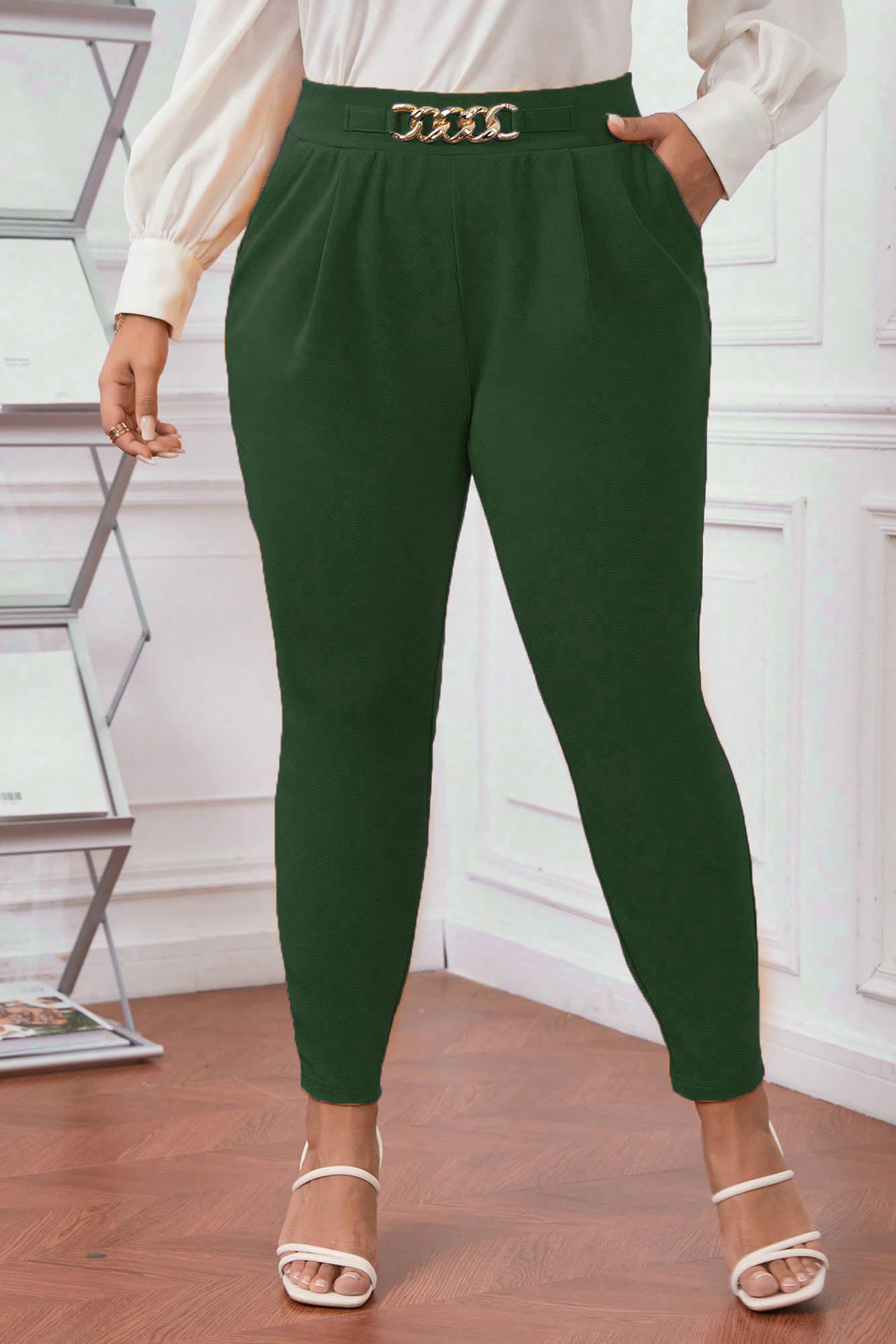 Női plus size nadrág csattal PTS003