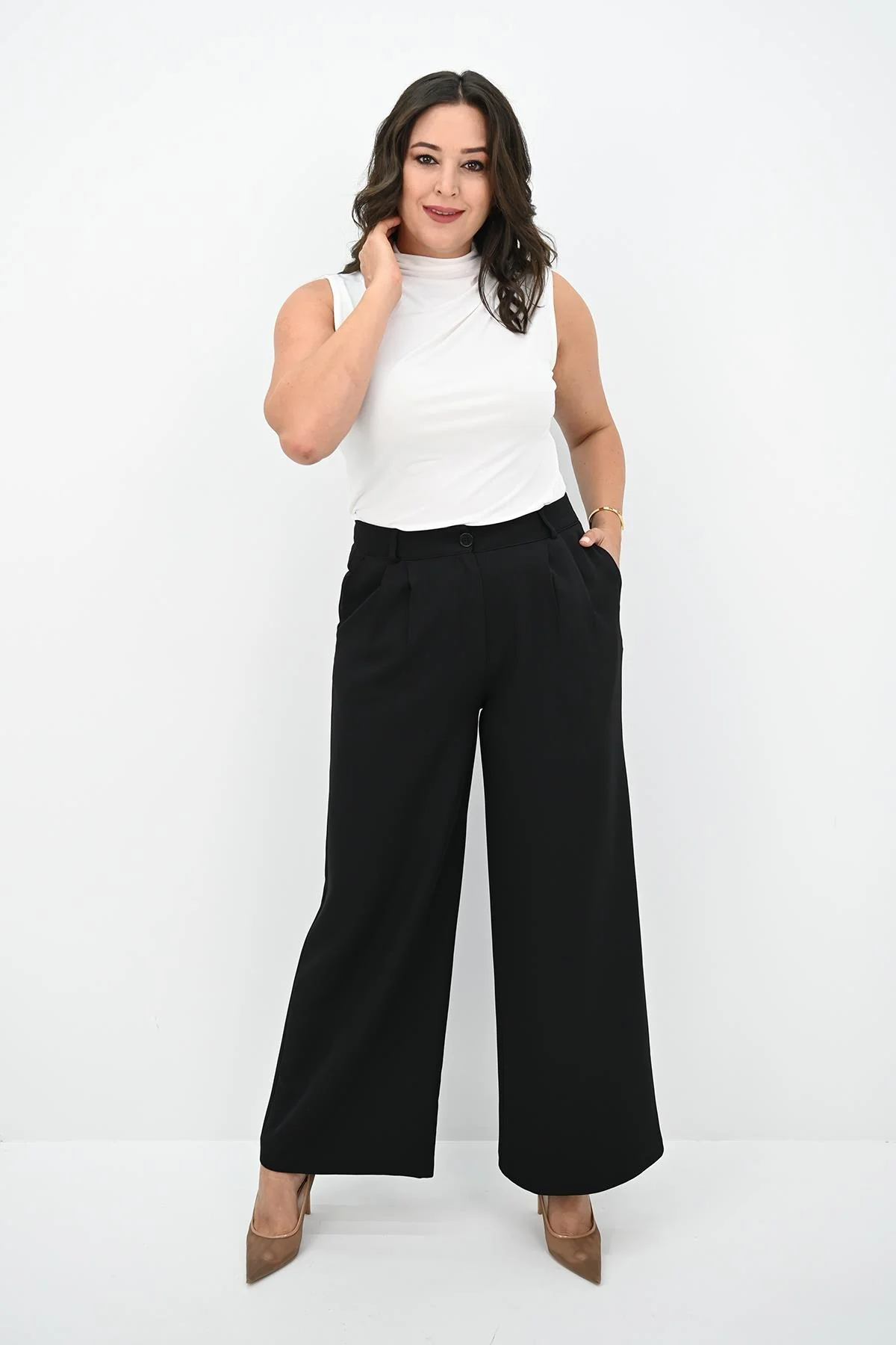 Női plus size nadrág csattal PTS003