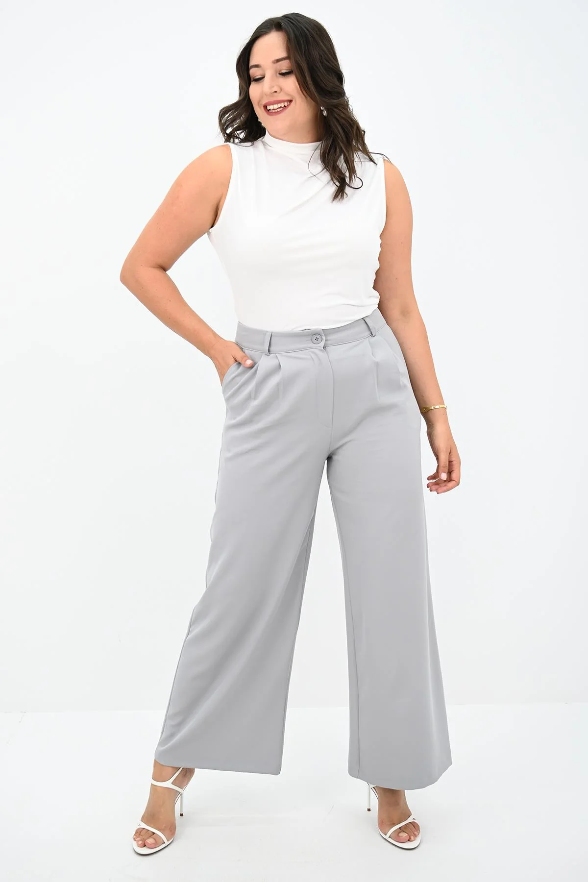 Női plus size nadrág csattal PTS003