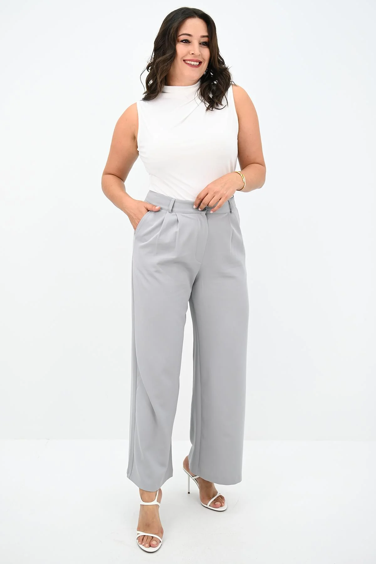 Női plus size nadrág csattal PTS003