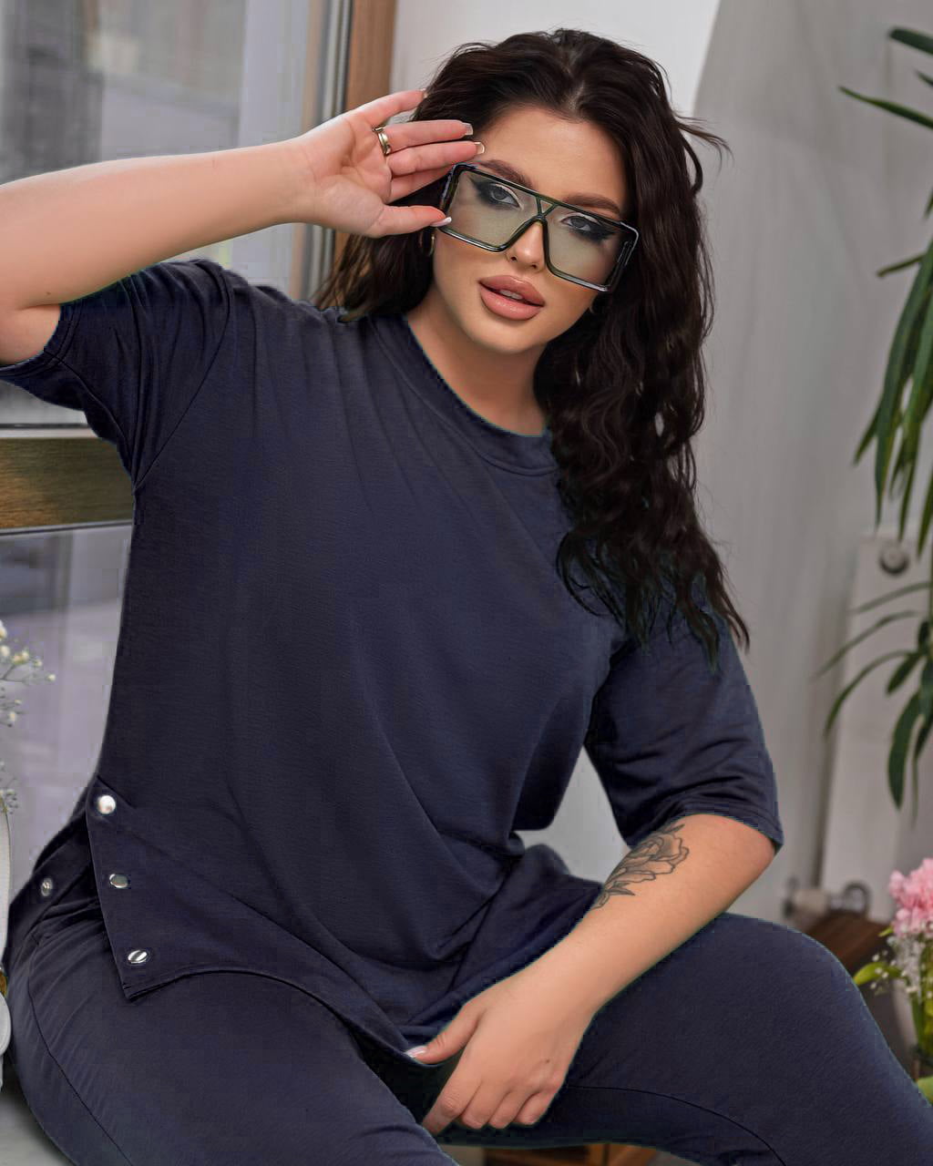 Női plus size melegítő kapcsokkal 8009-23
