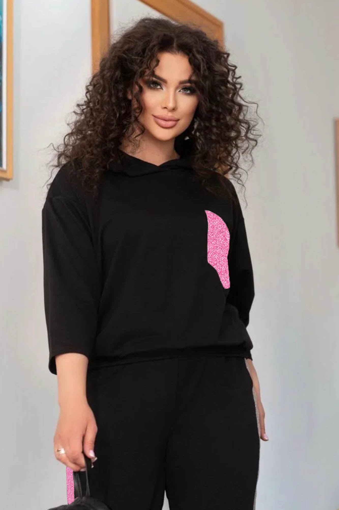 Női melegítőruha plus size Csillámos 8025-23