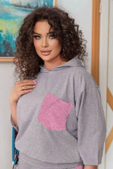 Női melegítőruha plus size Csillámos 8025-23
