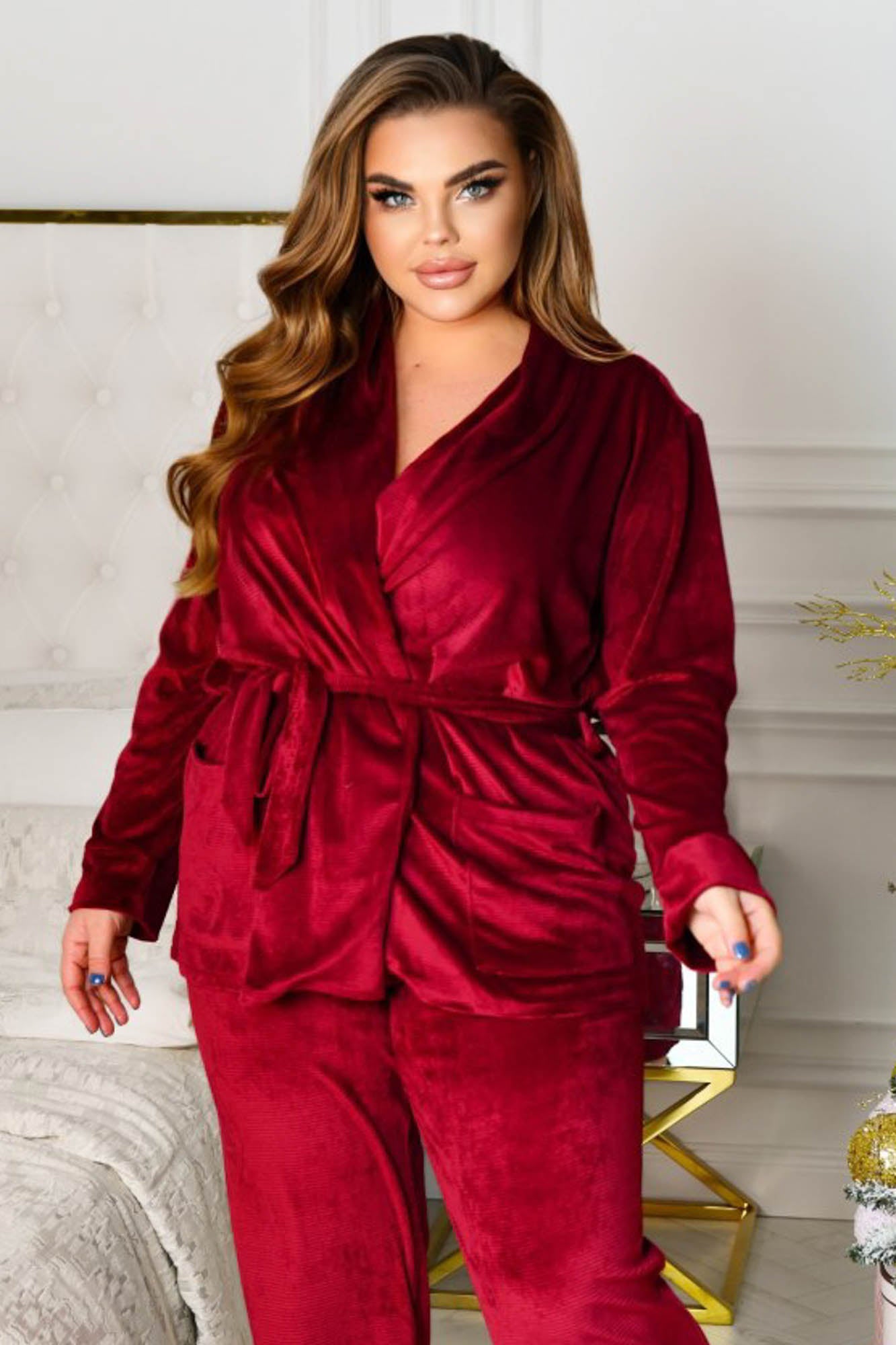 Női plus size 3 részes bársony melegítő 8073-24