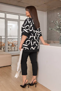 Set pantaloni si bluza cu imprimeu 8110
