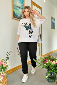 Női melegítőruha plus size 8114 pillangómintával