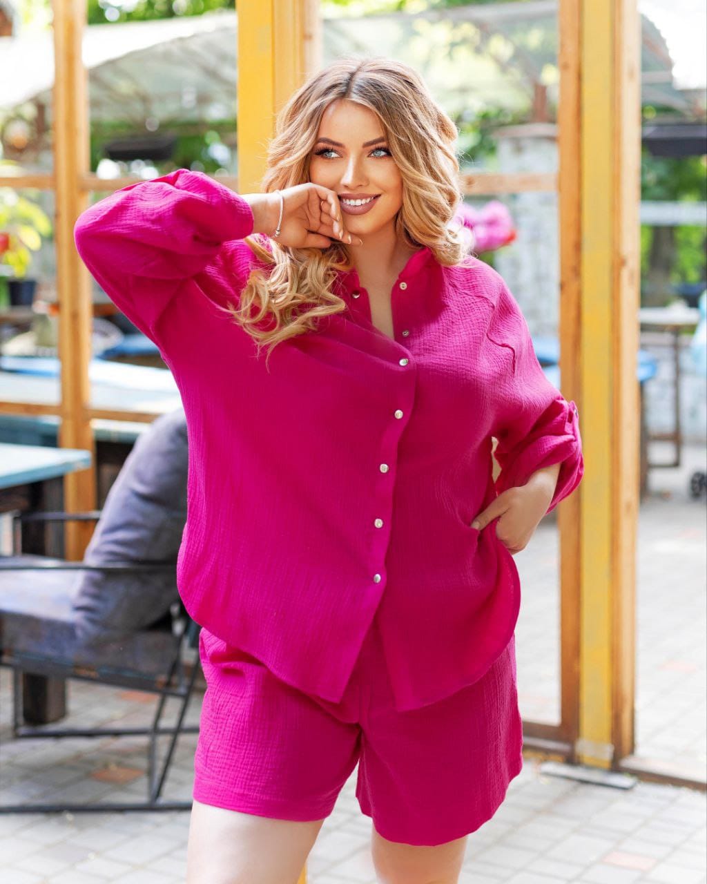 Női plus size rövidnadrág inggel 8121 -24