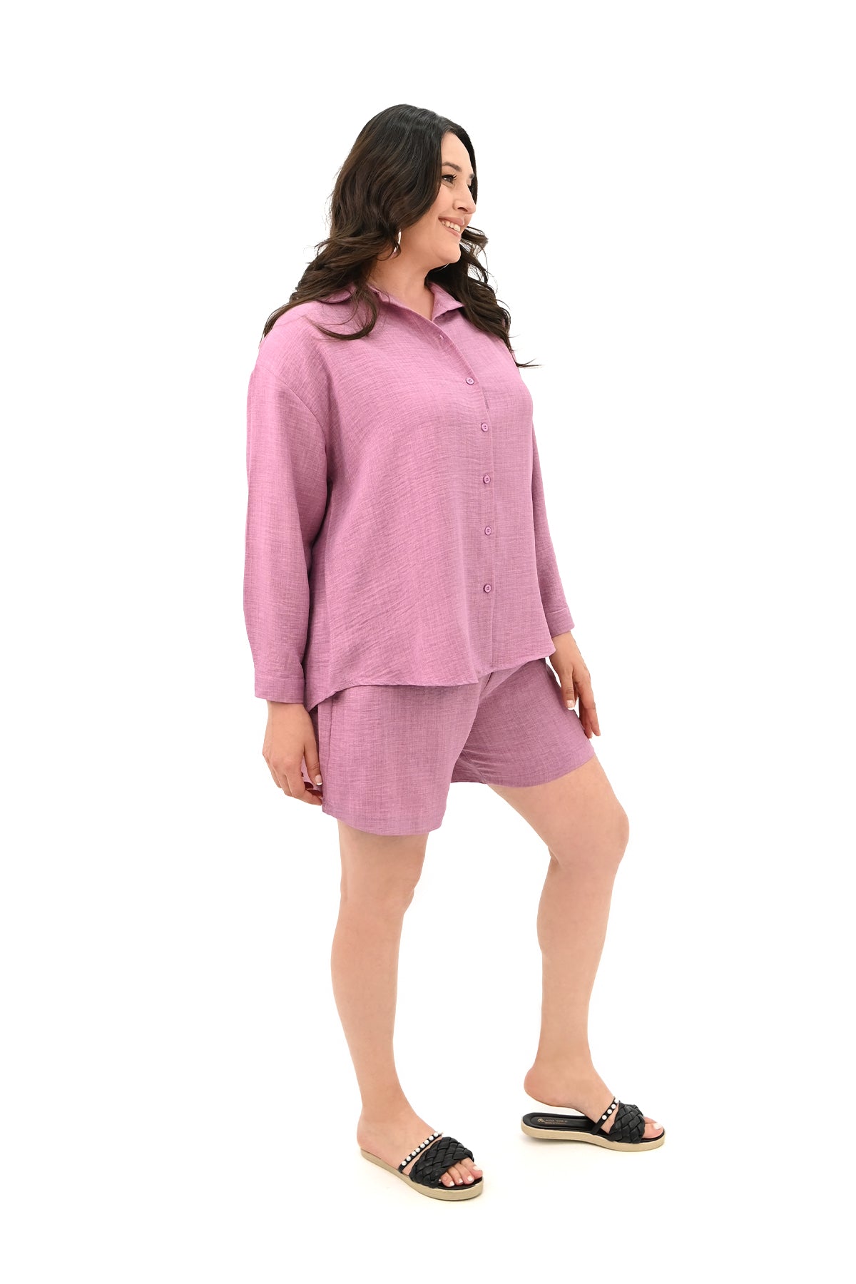 Női plus size rövidnadrág inggel 8121 -24