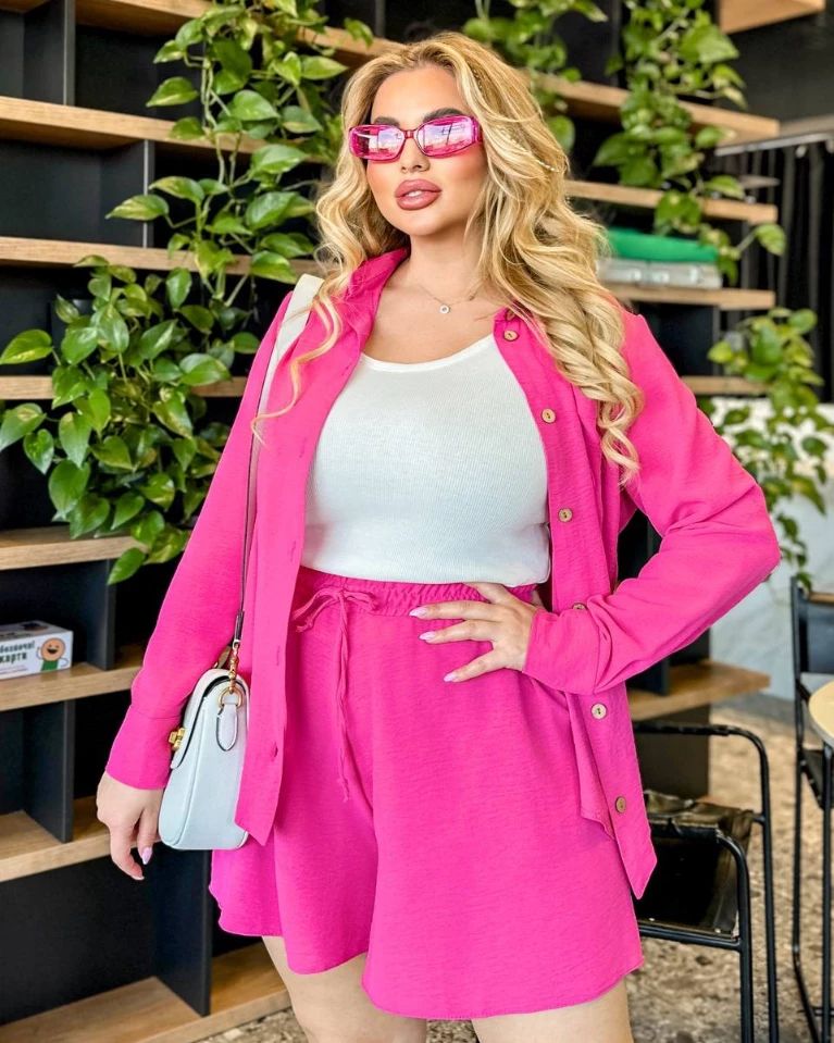Női plus size rövidnadrág inggel 8121 -24