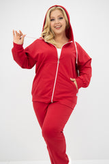 Női plus size melegítő cipzárral és kapucnival 8139