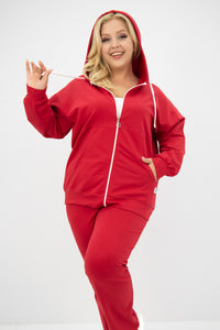 Női plus size melegítő cipzárral és kapucnival 8139