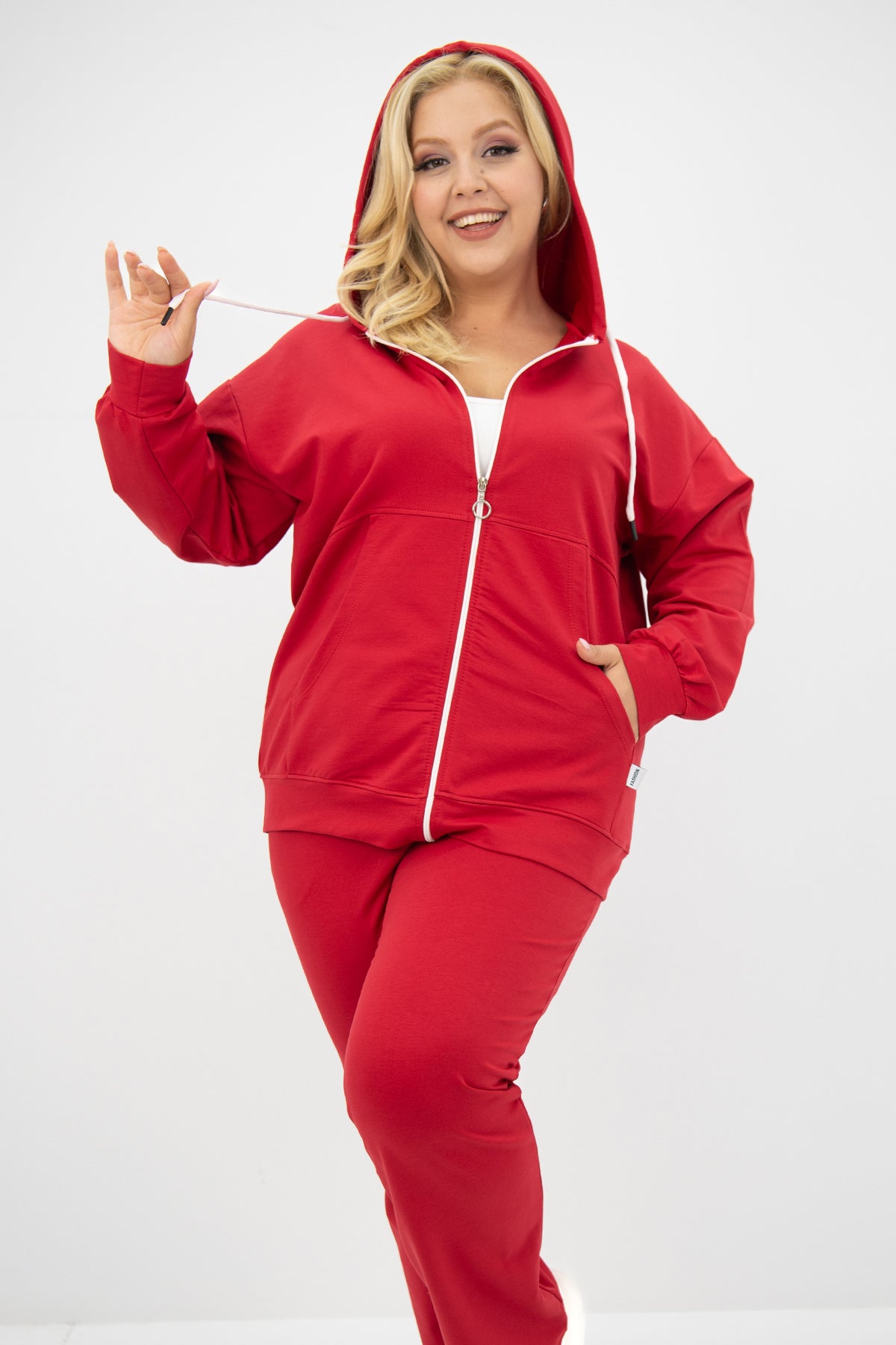 Női plus size melegítő cipzárral és kapucnival 8139