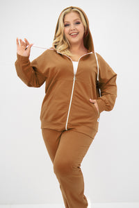 Trening dama marimi mari cu fermoar si gluga 8139