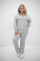 Trening dama marimi mari cu fermoar si gluga 8139