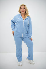 Női plus size melegítő cipzárral és kapucnival 8139