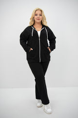 Női plus size melegítő cipzárral és kapucnival 8139