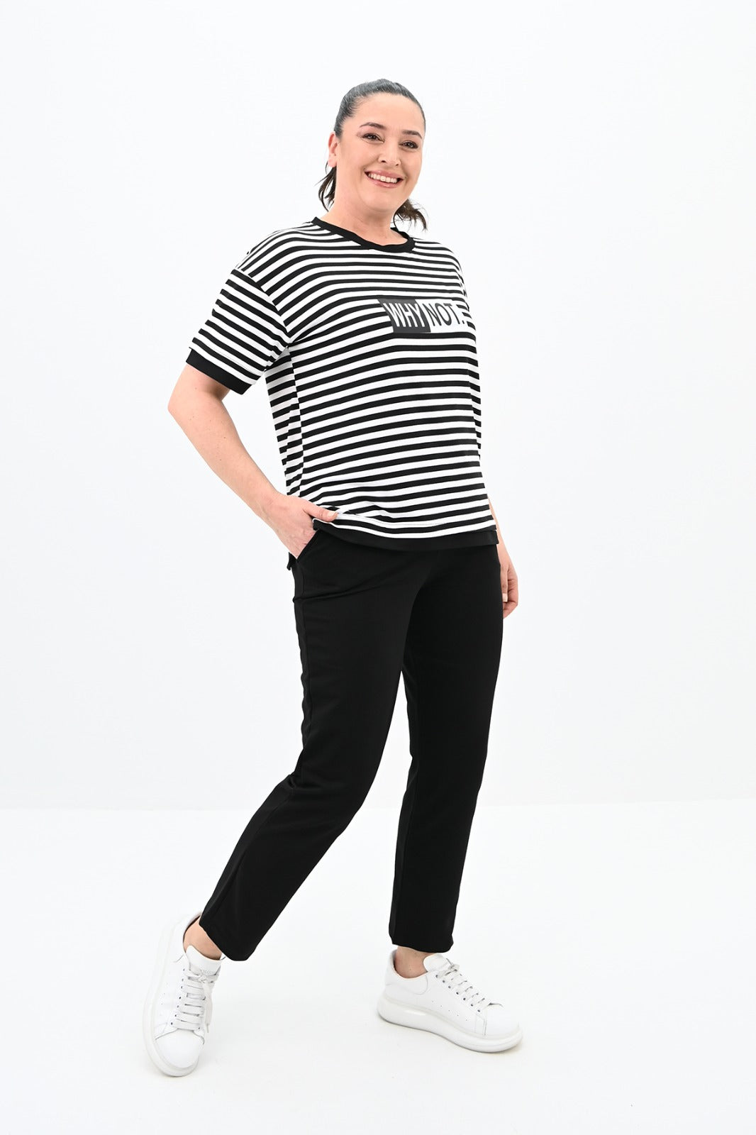 Női melegítő plus size csíkos WHY NOT 3803-23