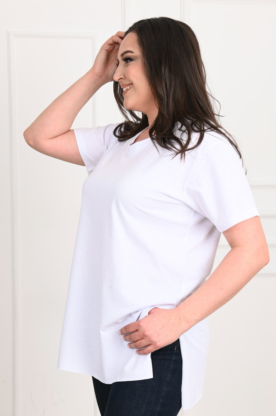 Női plus size V-nyakú póló 1698