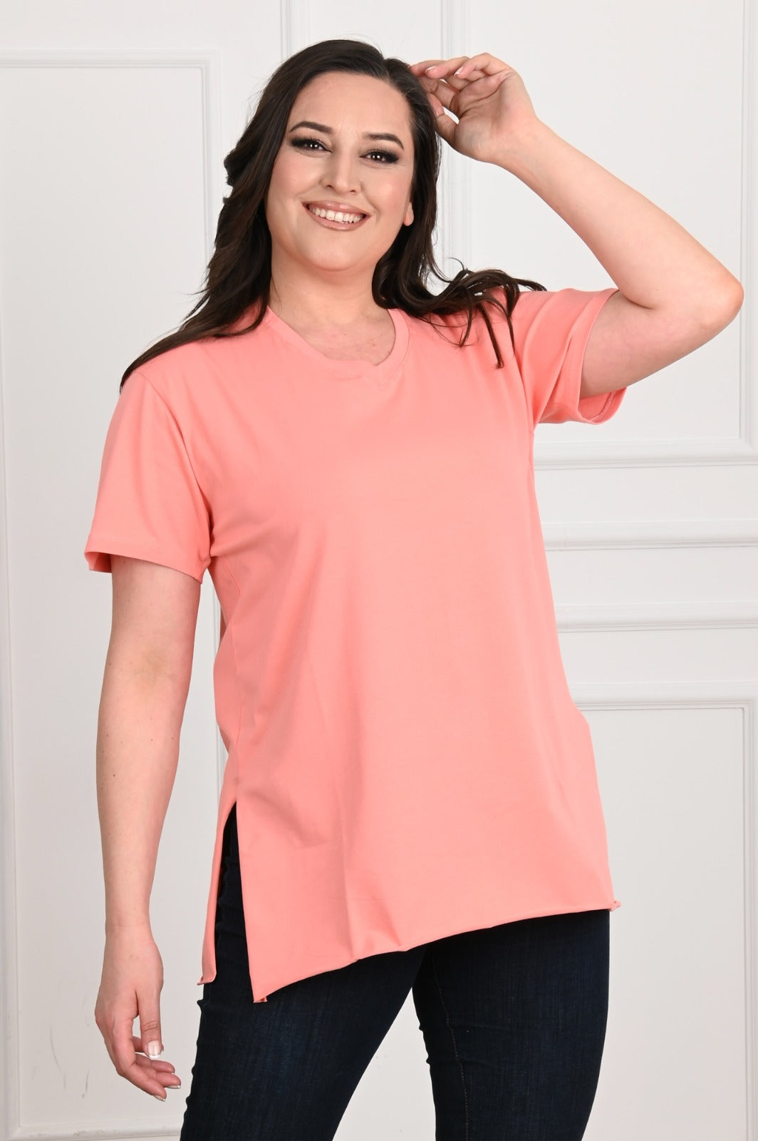 Női plus size V-nyakú póló 1698