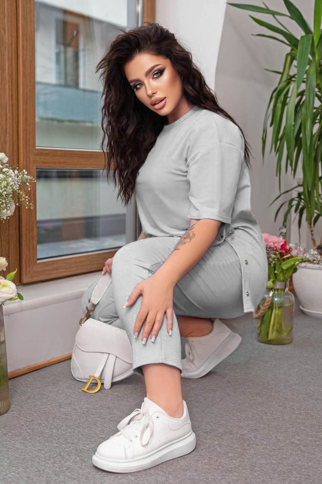 Női plus size melegítő kapcsokkal 8009-23