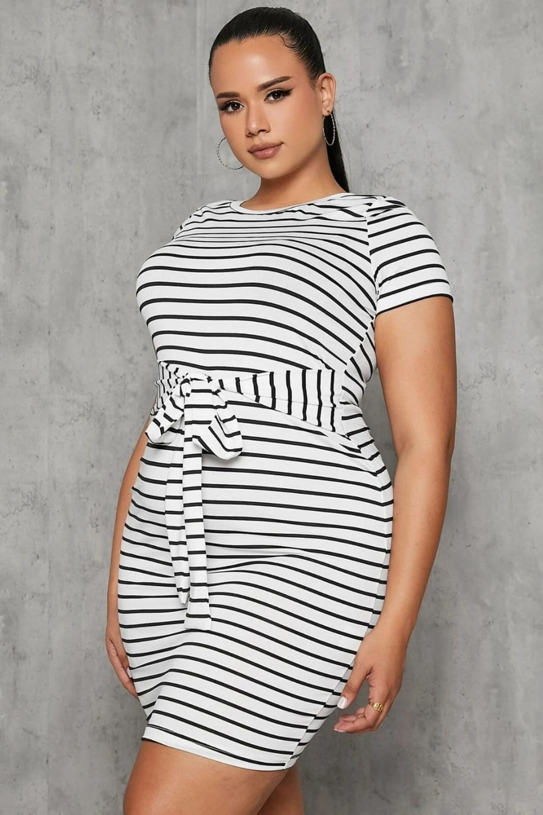 Női plus size csíkos ruha 5082