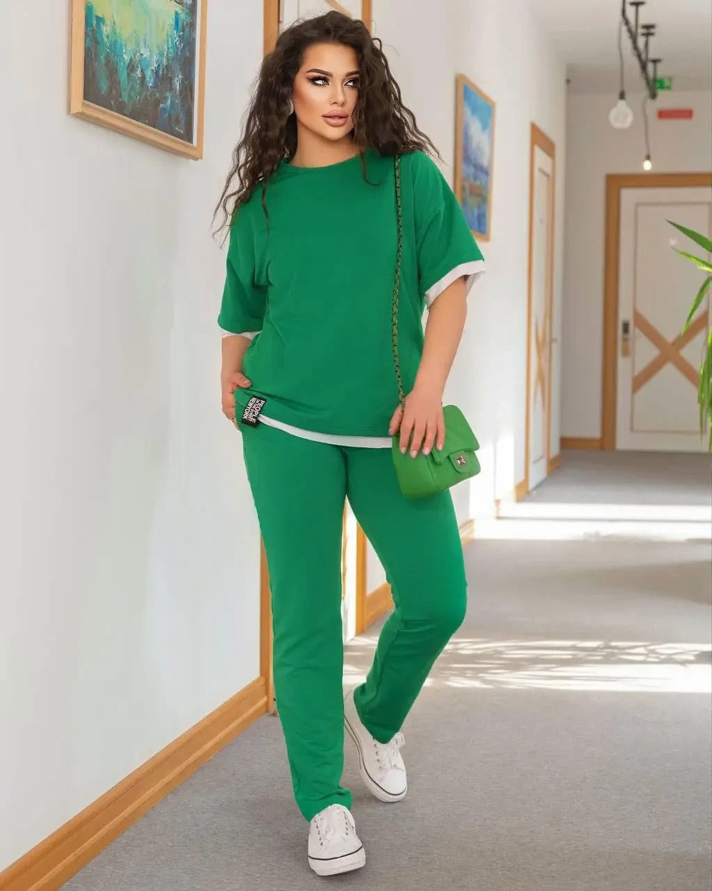 Női pamut melegítő plus size 8098