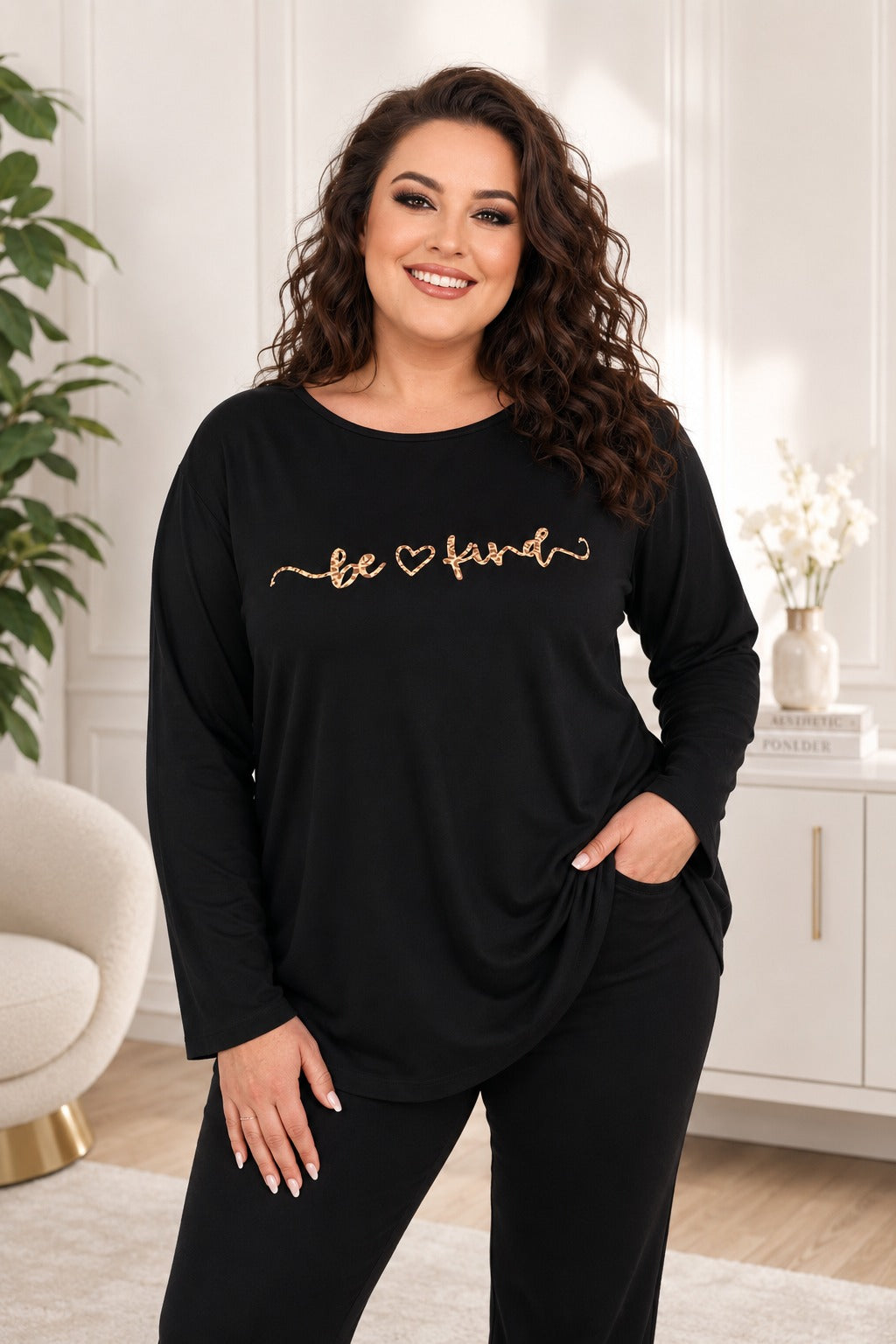 Bluze dama marimi mari negre, Bluza dama marimi mari Be Kind 1430-23, bigsize.ro
