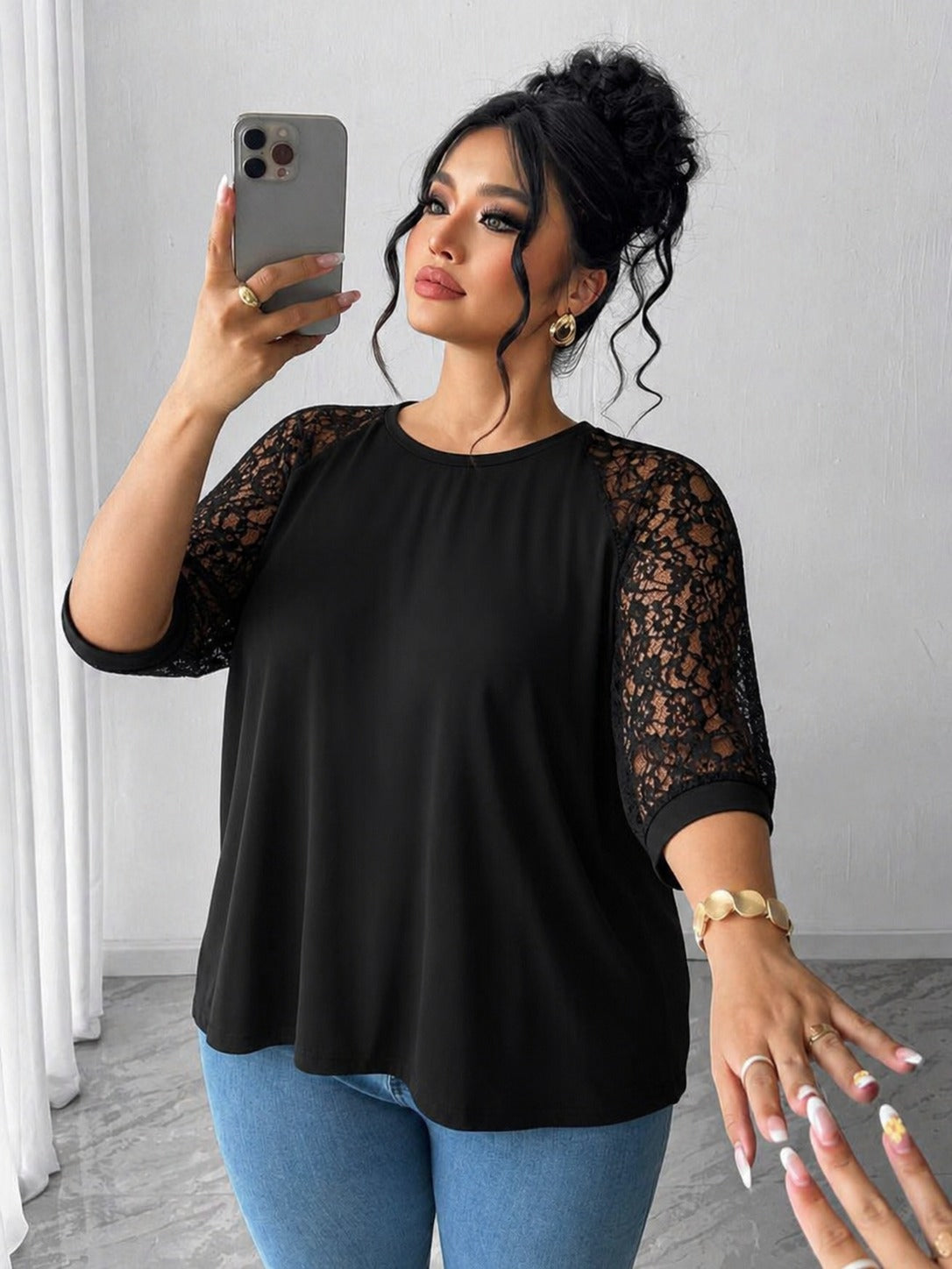 Bluze dama marimi mari elegante, Bluza dama marimi mari 2035, bigsize.ro