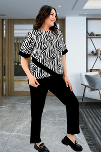 Set pantaloni si bluza cu imprimeu 8110