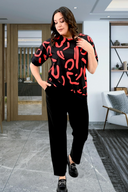 Set pantaloni si bluza cu imprimeu 8110