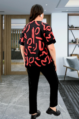 Set pantaloni si bluza cu imprimeu 8110