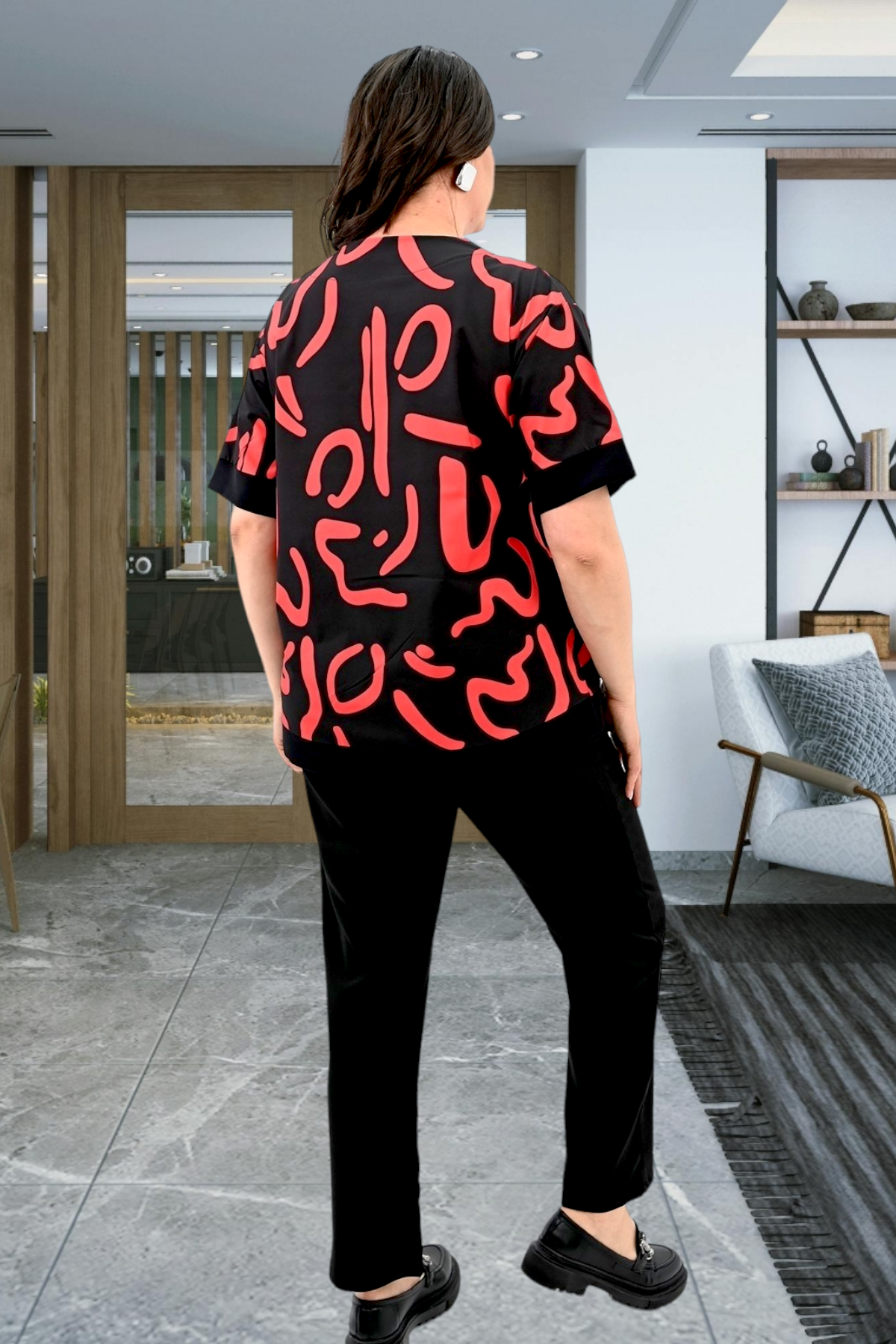 Set pantaloni si bluza cu imprimeu 8110