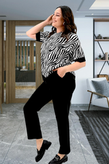 Set pantaloni si bluza cu imprimeu 8110