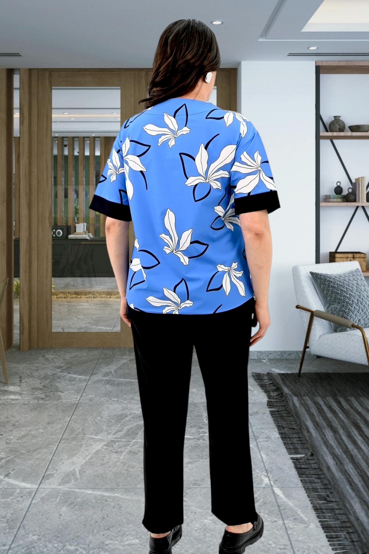 Set pantaloni si bluza cu imprimeu 8110