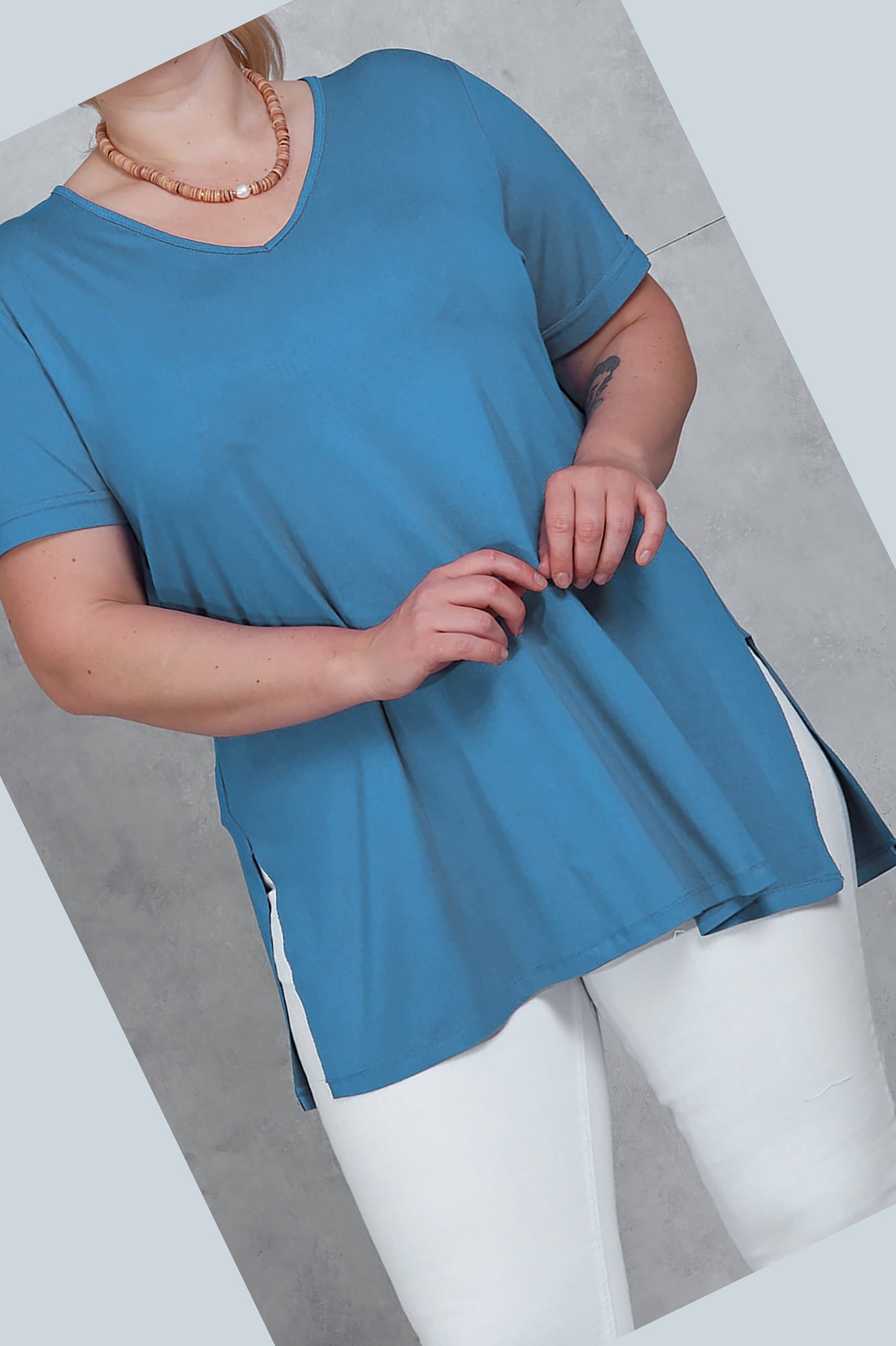 Női plus size hasított póló 1296-23